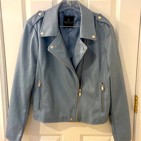 NWOT Vegan Leather Jacket L - Picture 1 of 7